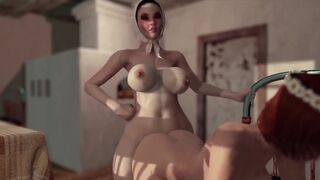 3d Futa Milf saw her ts girlfriend jerking off and decided to fuck her ass for it - animated assfucking - 4 image