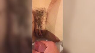 ANAL fuck wife's pink asshole and open her hairy pussy with my fingers to see inside her wet soaked creamy pussy - 5 image