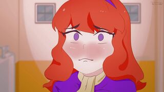 Red-haired Daphne takes off her panties in the toilet in front of an unknown guy without complexes ! Scooby-Doo. Hentai,Cartoon,Parody ! - 14 image