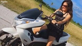 Sexy Hairy Biker Milf With Anal Plug Fucks Herself Outdoors In Nature - 6 image