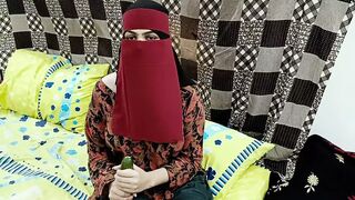 Desi Stepmom in Hijaab Playing With Cucumber - 1 image