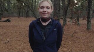 Two sick perverts take bubble butt MILF for a crawl into the woods - 1 image