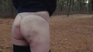 Two sick perverts take bubble butt MILF for a crawl into the woods - 3 image