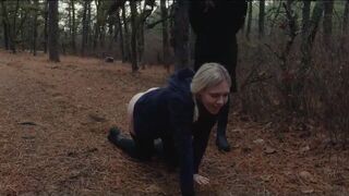 Two sick perverts take bubble butt MILF for a crawl into the woods - 7 image