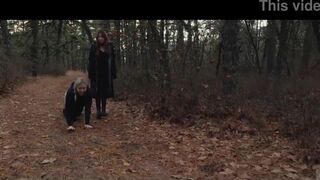 Two sick perverts take bubble butt MILF for a crawl into the woods - 9 image