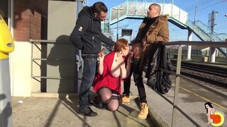 Big chubby woman fucked hard by 3 hard cocks