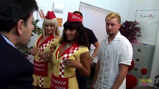 Loona Luxx, Natalli Di Angelo, Victoria Rose & Paul Chaplin get wild in a wild group sex frenzy with cum on their faces