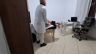 Gabi SweetCoupleStories gets her tight asshole fingered & stroked by her doctor while getting her handjob in panties