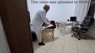 Gabi SweetCoupleStories gets her tight asshole fingered & stroked by her doctor while getting her handjob in panties