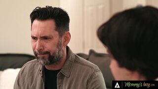 Stepmom Dana Vespoli and stepson Elias Cash take turns getting double penetrated in wild threesome with big tits and tattoos - 4 image