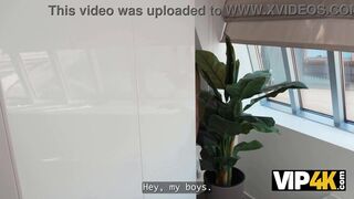 Nikita Vip4k gets her shaved pussy pounded by three horny guys in front of VIP4K - 7 image