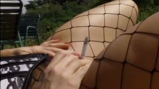 Dark Brown nymph in fishnets sucks beefy dick whilst acquires fuck - 2 image