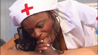 Breasty black nurse revives patient's cock with a hardcore BJ - 7 image