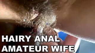 BUSHY ANAL DILETTANTE WIFE. CURLY DARK HOLE FUCK. LOUD GROANS. POV ANAL. - 1 image